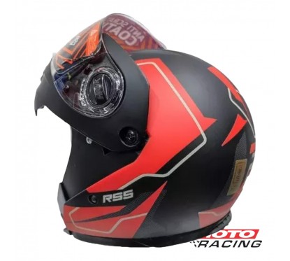 CASCO HAWK RS5 RESISTANCE NEGRO -  ROJO MATE REBATIBLE "L" 60cm